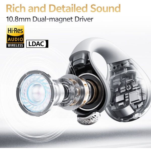 QCY CROSSKY C30S BLACK (QT33S) OPEN EAR BT6.0 LDAC/AAC/SBC EARBUDS 40H CALL NOISE AI CANCEL DUAL