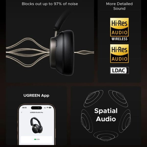 UGREEN STUDIO PRO HP206 HANDSFREE BLUETOOTH BLACK