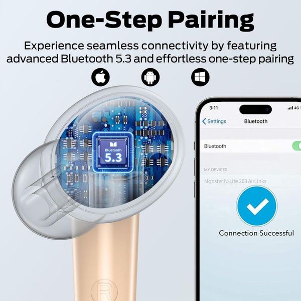 MONSTER N-LITE 203 AIRLINKS TWS BLUETOOTH GOLD