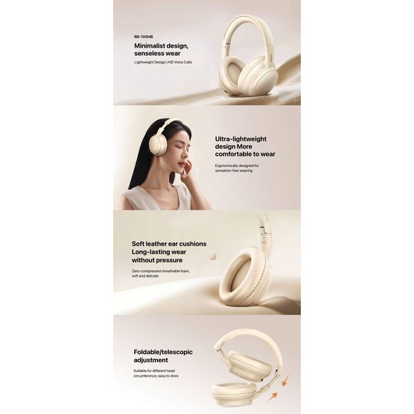 REMAX RB-100HB (BEIGE) WIRELESS HEADPHONES