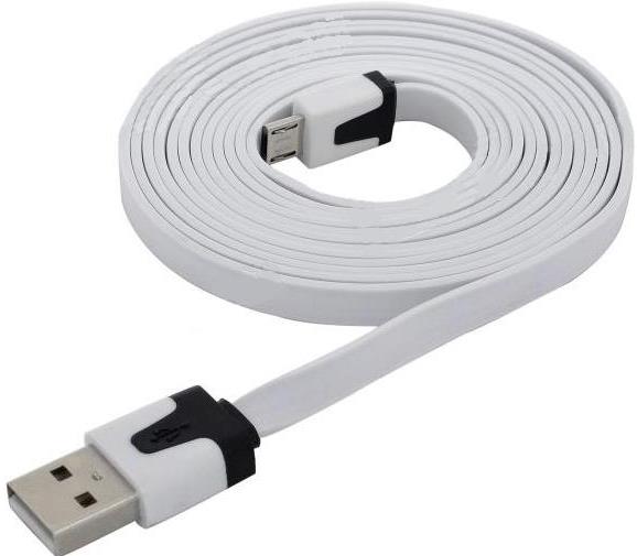 USB Flat Data Cable Micro USB White Bulk Καλωδιο (TEL.015166)