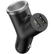 baseus universal car charger y type 2x usb cigarette lighter extended black photo