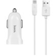 hoco car charger double usb port 24a with micro cable z2a white photo