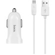 hoco car charger double usb port 24a with micro cable z2a white photo hoco car charger double usb port 24a with micro cable z2a white photo