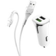 hoco car charger universe double port qc30 with cable micro z31 white photo