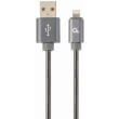 CABLEXPERT CC-USB2S-AMLM-1M-BG PREMIUM SPIRAL METAL 8-PIN CHARGING AND DATA CABLE 1M METALLIC GREY