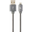 CABLEXPERT CC-USB2S-AMLM-2M-BG PREMIUM SPIRAL METAL 8-PIN CHARGING AND DATA CABLE 2M METALLIC GREY