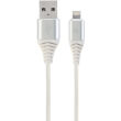 CABLEXPERT CC-USB2B-AMLM-1M-BW2 PREMIUM COTTON BRAIDED 8-PIN CHARGING CABLE SILVER/WHITE 1 M