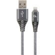 CABLEXPERT CC-USB2B-AMLM-1M-WB2 PREMIUM COTTON BRAIDED 8-PIN CHARGING CABLE GREY/WHITE 1 M