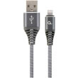 CABLEXPERT CC-USB2B-AMLM-2M-WB2 PREMIUM COTTON BRAIDED 8-PIN CHARGING CABLE GREY/WHITE 2 M