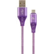 CABLEXPERT CC-USB2B-AMMBM-1M-PW PREMIUM COTTON BRAIDED MICRO-USB CHARGING CABLE PURPLE/WHITE 1 M