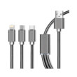 maxlife 3in1 nylon cable micro usb type c for iphone 8 pin fast charge 21a grey photo