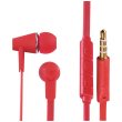 hama 184010 joy headphones in ear microphone flat ribbon cable red photo