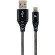 cablexpert cc usb2b amcm 2m bw premium cotton braided type c charging and data cable 2m bl wh photo