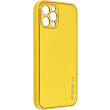 forcell leather back cover case for iphone 12 pro yellow photo