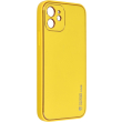 forcell leather back cover case for iphone 12 yellow photo