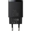 baseus compact 2 port quick charger usb type c 20w black photo