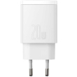 baseus compact 2 port quick charger usb type c 20w white photo