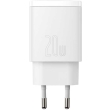 BASEUS COMPACT 2 PORT QUICK CHARGER USB + TYPE-C 20W WHITE