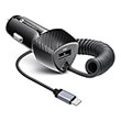 forcell carbon car charger usb qc 30 18w cable for type c 30 pd20w cc50 1ac black total 38w photo