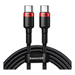 baseus cafule pd 20 100w flash charging type c to type c cable 5a 2m red black photo