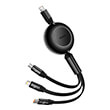 BASEUS BRIGHT MIRROR 4 RETRACTABLE TYPE-C 3IN1 CABLE MICRO+ USB-C + LIGHTNING 100W 3.5A 1.1M BLACK