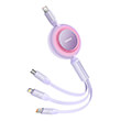 baseus bright mirror 4 retractable type c 3 in 1 cable micro usb c lightning 100w 35a 11m purple photo