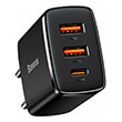 baseus wall compact quick charger 2xusb type c pd 3a 30w black photo