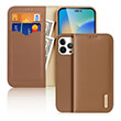 DUX DUCIS HIVO LEATHER WALLET CASE FOR APPLE IPHONE 15 PRO MAX BROWN