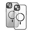 BASEUS IPHONE 14 PLUS FRAME TRANSPARENT MAGNETIC CASE + TEMPERED GLASS SET BLACK