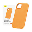 baseus iphone 15 plus case fauxther series orange photo