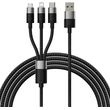 BASEUS STARSPEED 3-IN-1 FAST CHARGING DATA CABLE USB TO MICRO-USB + LIGHTNING+TYPE-C 3.5A 1.2M BLAC