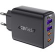 acefast a61 wall charger 45w 3a 2x usb a 2x type c black photo