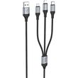hoco usb a to lightning microusb usb c charging cable x102 3in1 18w 2a 1m black photo