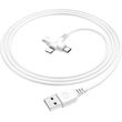 LAMTECH 3 IN 1 CHARGING USB CABLE TO TYPE-C/LIGHTNING/MICRO USB 1M WHITE LAM113102