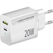 esperanza ezc105w quick power charger 20w usb c pd 20w usb a qc 30 18w white photo