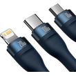 baseus flash series ii 3in1 100w 5a type c to lightning g2 g373 microusb type c cable 15m blue photo