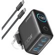 anker wall charger smart display 100w 5a 1x usb a 2x type c with type c cable grey b121bgz1 photo