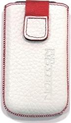 leather pouche aniline case white red sew gia nokia x3 02 touch and type photo