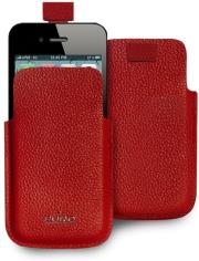 puro iphone 4 genuine leather case red photo