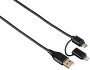 hama 124453 2in1 micro usb cable with lightning adapter 12m photo