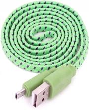 omega oufbfcg fabric braided micro usb to usb flat cable 1m green photo