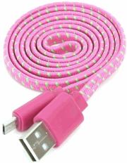 omega oufbfcp fabric braided micro usb to usb flat cable 1m pink photo
