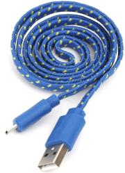 omega oufbfcblw fabric braided micro usb to usb flat cable 1m blue photo