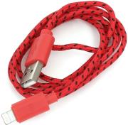 omega oufbipcr fabric braded lightning to usb cable 1m red photo