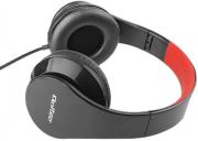 qoltec 50812 over ear headphones with microphone black red photo