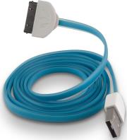 forever usb cable for apple iphone 3 4 blue silicone flat box photo