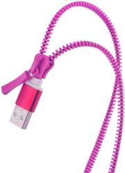 forever 2in1 usb zipper cable with micro usb lightning for apple iphone 5 6 pink photo
