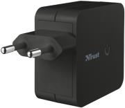 trust 19158 12w wall charger with 2 usb ports black universal photo