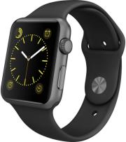 apple watch sport 42mm space grey case with black sport band photo